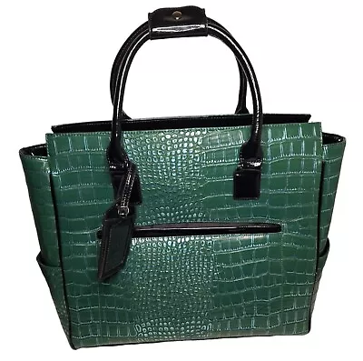 CABRELLI & Co Cassandra Croc Green Carry On Wheeled Brief/laptop Executive Case • $189.99