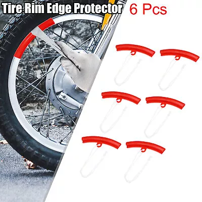 6 Pcs Wheel Protector Tire Rim Edge Savers Tyre For Motorcycle Car 15cm Red • $11.16