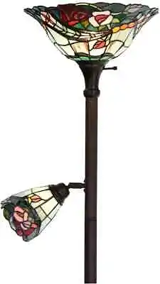 £189.99 • Buy Bieye L30739 Rose Flower Tiffany Style Stained Glass Torchiere Floor Lamp