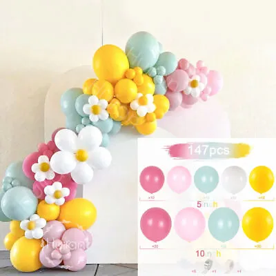 147Pcs Daisy Wedding Macaron Balloon Arch Garland Baby Shower Birthday Decor • £13.68