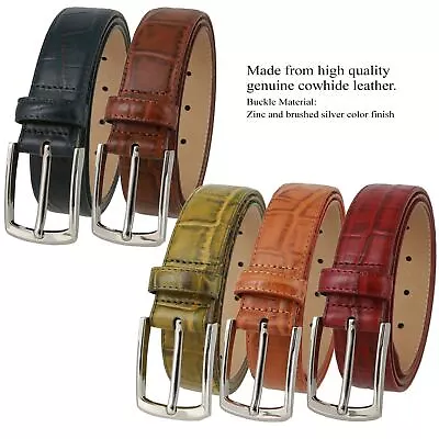 3515154 Alligator Embossed Genuine Leather Casual Dress Belt 1-3/8 (35mm) Wide • $19.95