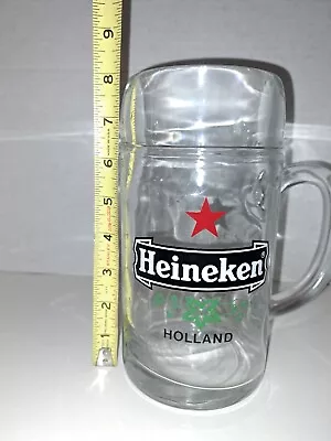 Heineken Beer Mug With Holland Logo & Red Star Heavy Clear Glass 1L • $5
