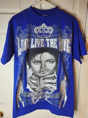 Michael Jackson T Shirt Graphic Print Long Live The King Size Large Color Blue • $10.99
