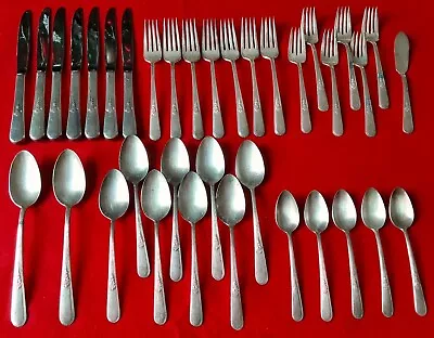 Holmes & Edwards Inlaid Youth Silverplate Flatware Vintage Floral Vintage 36 Pcs • $55