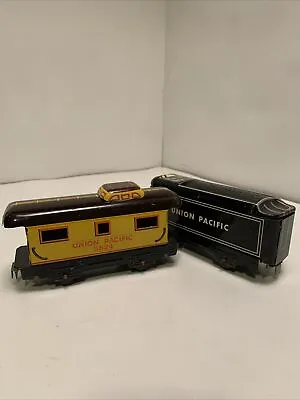Vintage Marx Tin Metal Toy Train Coal Mar Lines Cars 2 Litho Union Pacific 3824 • $17.24