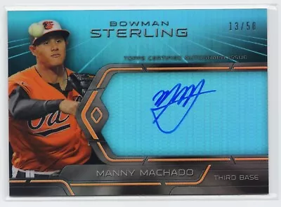 2013 Bowman Sterling Signings Blue Sapphire Manny Machado Auto RC 13/50 Jersey# • $299