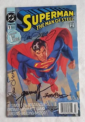 SUPERMAN THE MAN OF STEEL #1 Signed By Writers & Artists | DC Comics 1991 • $22.99