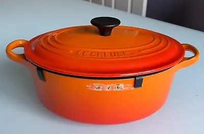Le Creuset Cast Iron Enamelled Oval Casserole Dish Size 23cm Volcanic Orange • £89.99