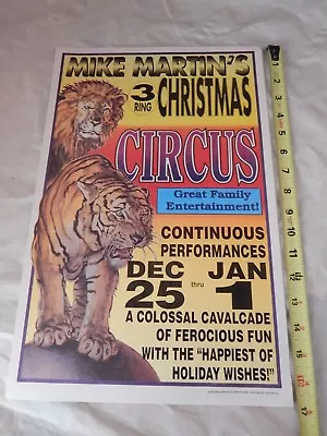 Vintage 17  X 11  Mike Martins Christmas Circus Poster/Flyer W/Lions & Tigers • $5.65