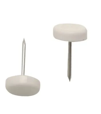 12 X White Furniture Glides Knock In Chair Sofa Cabinet Feet Protection Nail • £3.66