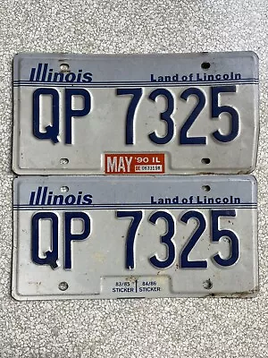 1983 IL ILLINOIS License Plate Set QP 7325 Blue Land Of Lincoln • £19.27