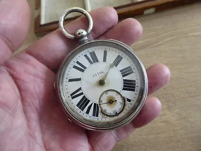 Large Antique Silver English Lever Railway Timekeeper Pocket  Watch Dates C1900 • £90