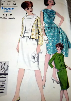 LOVELY VTG 1960s DRESS & JACKET VOGUE SPECIAL DESIGN Sewing Pattern 12/32 FF • $7.99