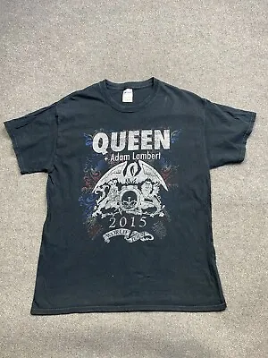 $27.95 • Buy Queen Shirt Mens Large Black Adam Lambert 2015 Concert Tour Adult T Tee