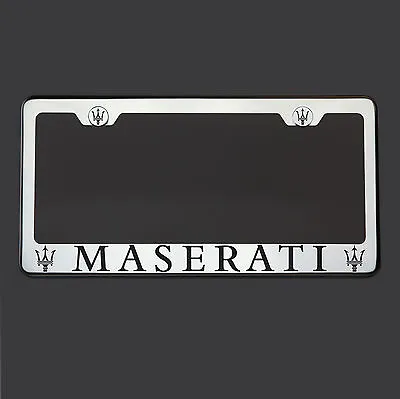 8K Polish Mirror Stainless Steel Maserati Black Laser Etched License Plate Frame • $35.99