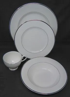 Mikasa White Ultima + Cameo Platinum 4 Pc Setting Plates Soup Bowl & Cup HK301 • $24.95