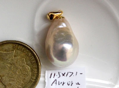 £10.30 • Buy Very Special Color Aurora 17.1mm  Australian South Sea Pearl Pendant G18K