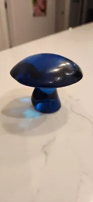 2.5  Viking Glass Vintage Mushroom Figurine Paperweight Blue Bluenique Vintage • $169