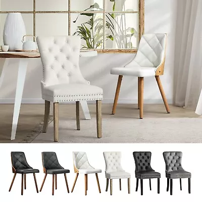 Oikiture 2x Dining Chairs Upholstered French Provincial Tufted Kitchen Cafe • $249.90