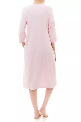 Ladies Givoni Pink Zip Front Cotton Towelling Dressing Gown Robe 3/4 Sleeve (87) • $79.95