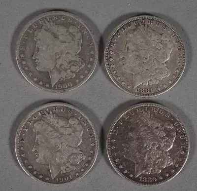 Lot Of 4 Morgan Silver Dollars 1880 P - 1881 P - 1901 O - 1900 O • $53.88