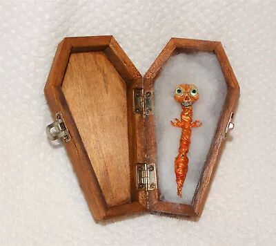 Dollhouse Miniature Halloween Skeleton  ALIEN IN COFFIN -OOAK-Artist-4 7/8  Tall • $14.99