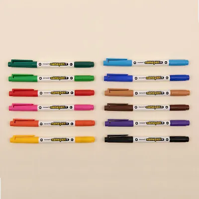 Monami Name Pen Twin 12 Assorted Color Set 1.0mm 0.4mm Dual Nib Permanent Marker • $28.07