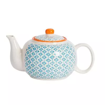 Hand-Printed Teapot Japanese Style Porcelain Tea Pot Crockery 820ml Blue • £12