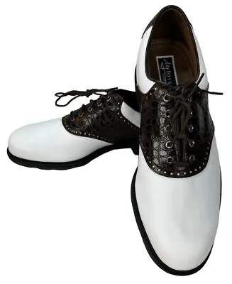 Footjoy Icon Myjoy Golf Shoes 12.5 Brown Crocodile And White 52010 Store Display • $159