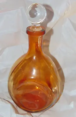 Vintage Cambridge Glass Barware Pinch Decanter Amber Crystal Ball Stopper • $49.95