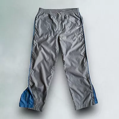 Vintage 80s Nike Track Pants Gray Mens S Nylon Windbreaker Logo Spellout Swoosh • $34.77