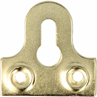 12 X BRASS MIRROR BRACKETS Small Slotted Wall Picture Hanging Flat Fixing Plate • £4.55