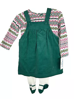 NWT Toddler Girl Carters Green Jumper 3 Piece Set Size 12M • $13.59