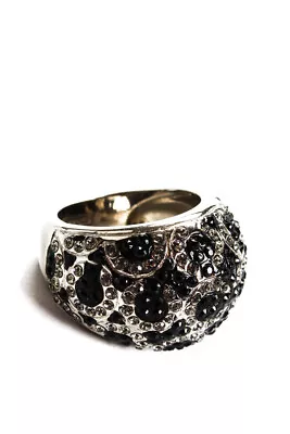 Coach Womens Silver Tone Crystal Pave Monogram C Cocktail Ring Size 6 • $42.69