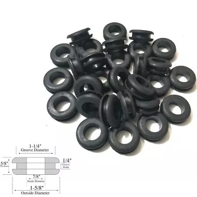 Pack Of 20 Rubber Grommets 7/8  Inside Diameter - 1/4  Groove Width - Fits 1-1/4 • $20.28