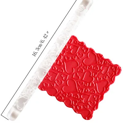 £4.99 • Buy Hearts Rolling Pin Mini Embossed Acrylic Cake Decorating Fondant Icing  Cookies