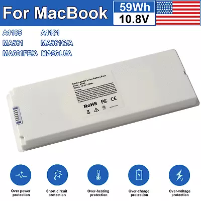 A1181 Battery For Apple MacBook 13  A1185 MA254 MA255 MA561 MA566 2006-2009 60Wh • $19.95