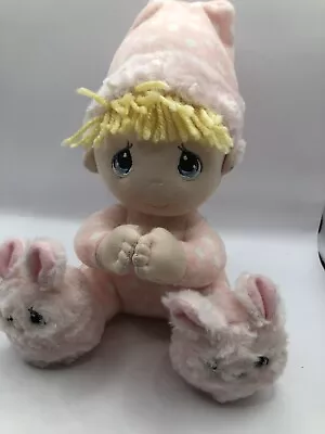 Talking Precious Moments Prayer Girl Doll Bunny Slippers Plush Praying Aurora 9  • $5.60