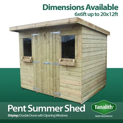 Summer Pent Shed Pressure Treated Tanalised Summer House Quality Wooden Timber • £1959.41