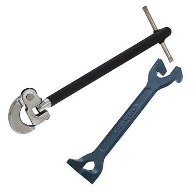 Voche® Plumbers 11  Adjustable Tap Nut Spanner & 13/19mm Fixed Basin Wrench • £11.99