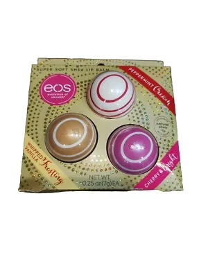 EOS Lip Balm HOLIDAY 3 Pc Set PEPPERMINT CREAM VANILLA FROSTING CHERRY Sealed • $19.99