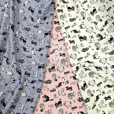 Sassy Cats Printed Fabric 100% Cotton Fabric Kids Prints - Clothing Crafts • £3.75