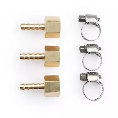 U.S. Solid 1/4  Hose Barb Brass Fitting NPT 1/4  Female W/ 3 Clamps 3pcs • $9.89