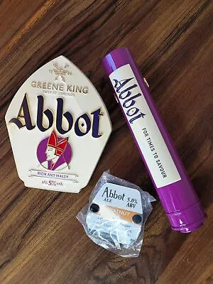 Abbot Ale Greene King Metal Pump Clip And Metal Hand Pull Handle Set Badge NEW • £25