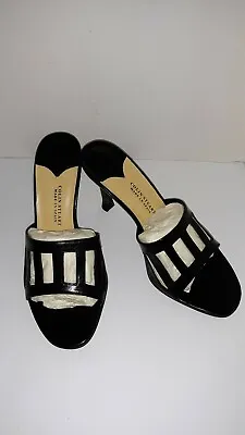 NEW Rare Colin Stuart Women's Black Leather High Heels Sandal Shoes Size 7M • $39.99