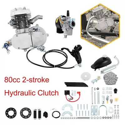 80CC 2-Stroke Gas Petrol Engine Motor Kit Hydraulic Motorized Bicycle Bike Set • $90.24