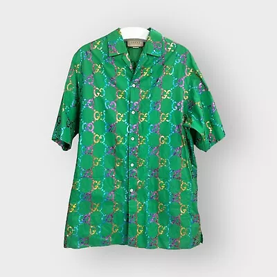 Authentic Gucci Shirt Monogram Multicolor Good Game Green Size 46 • $470