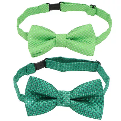 2 Pcs Bow Tie Polyester Patricks Day Pattern Pre- Tied Holiday • £7.98