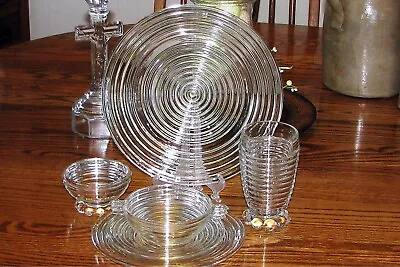 Anchor Hocking Glass 6 Pc.  Crystal Manhattan “Horizontal Ribbed” 1939-1942  • $14.99