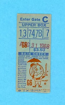 August 31 1968 Ticket Stub New York Mets Vs. St Louis Cardinals Carlton Shutout • $44.99